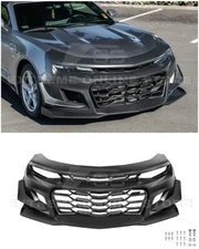For 19-Up Camaro LT LS | ZL1 1LE Style Front Bumper Cover Badgeless Grille & Lip
