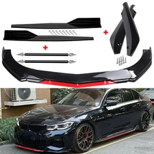 Front Rear Bumper Lip Spoiler Splitter Body Kit Side Skirt For BMW Glossy Black
