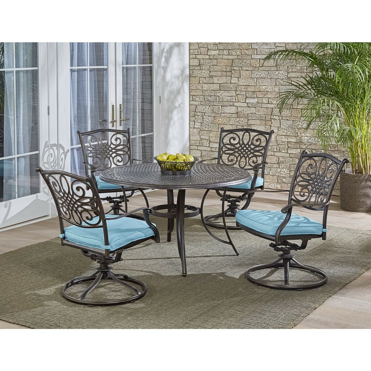HANOVER 5-pc Outdoor Dining Set, All-Weather Cast Aluminum