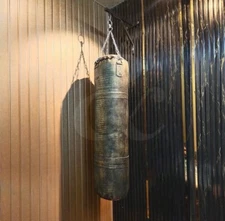 Handmade Vintage Croc Leather Punching Bag – Cowhide Boxing Bag for Training