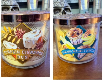 Pumpkin Cinnamon Bun And Banana Walnut Muffin Candles Set Of 2