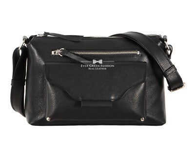 Damen Schultertasche echtes Rindsleder schwarz Nacht Reise Umhängetasche Handtasche