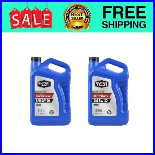 Super Tech High Mileage Full Synthetic SAE 5W-20 Motor Oil, 5 Quarts, 2Pack