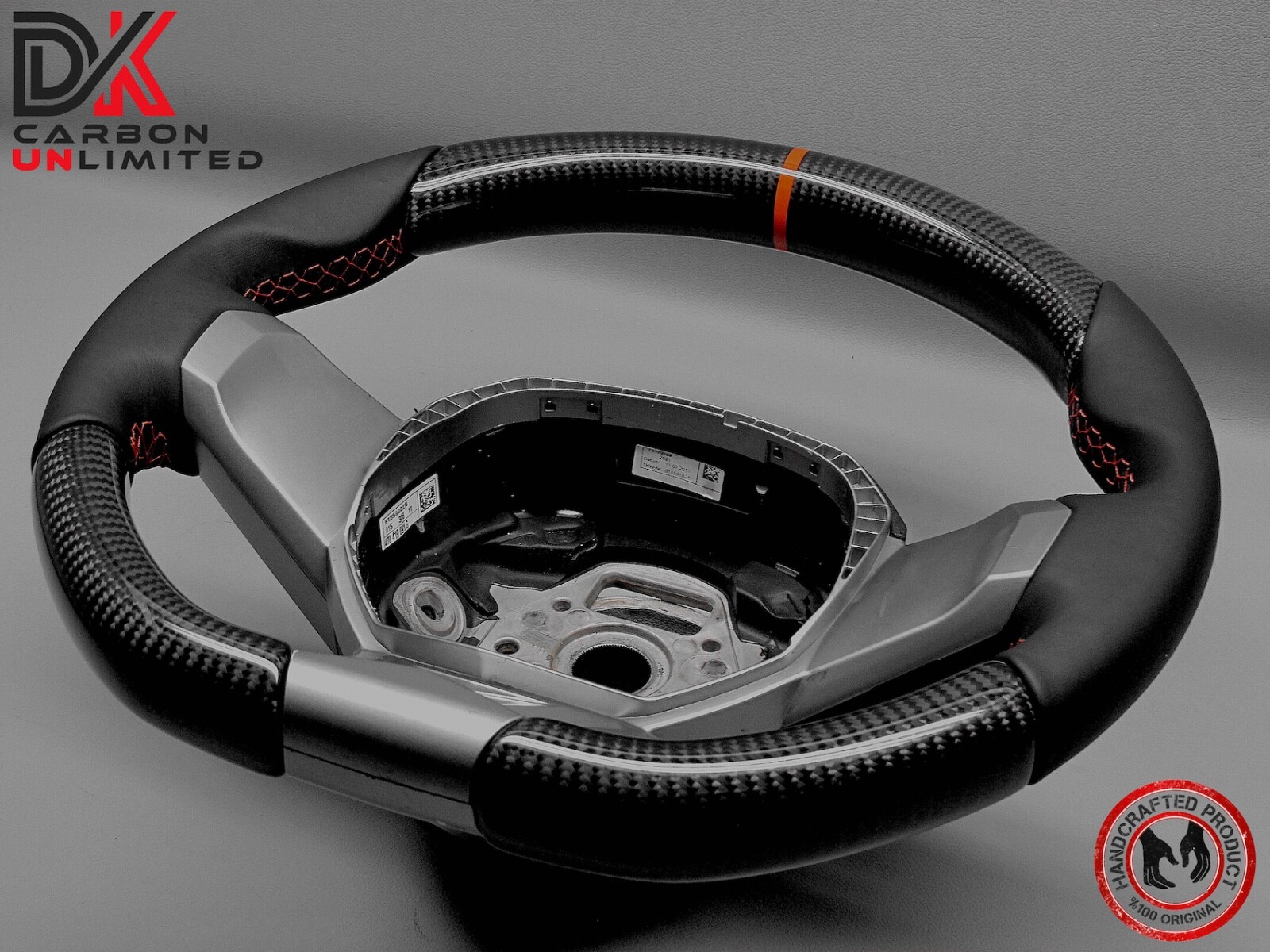 Lamborghini Aventador LP700 SVJ63 Sian Napa Orange Ring Carbon Steering Wheel v4