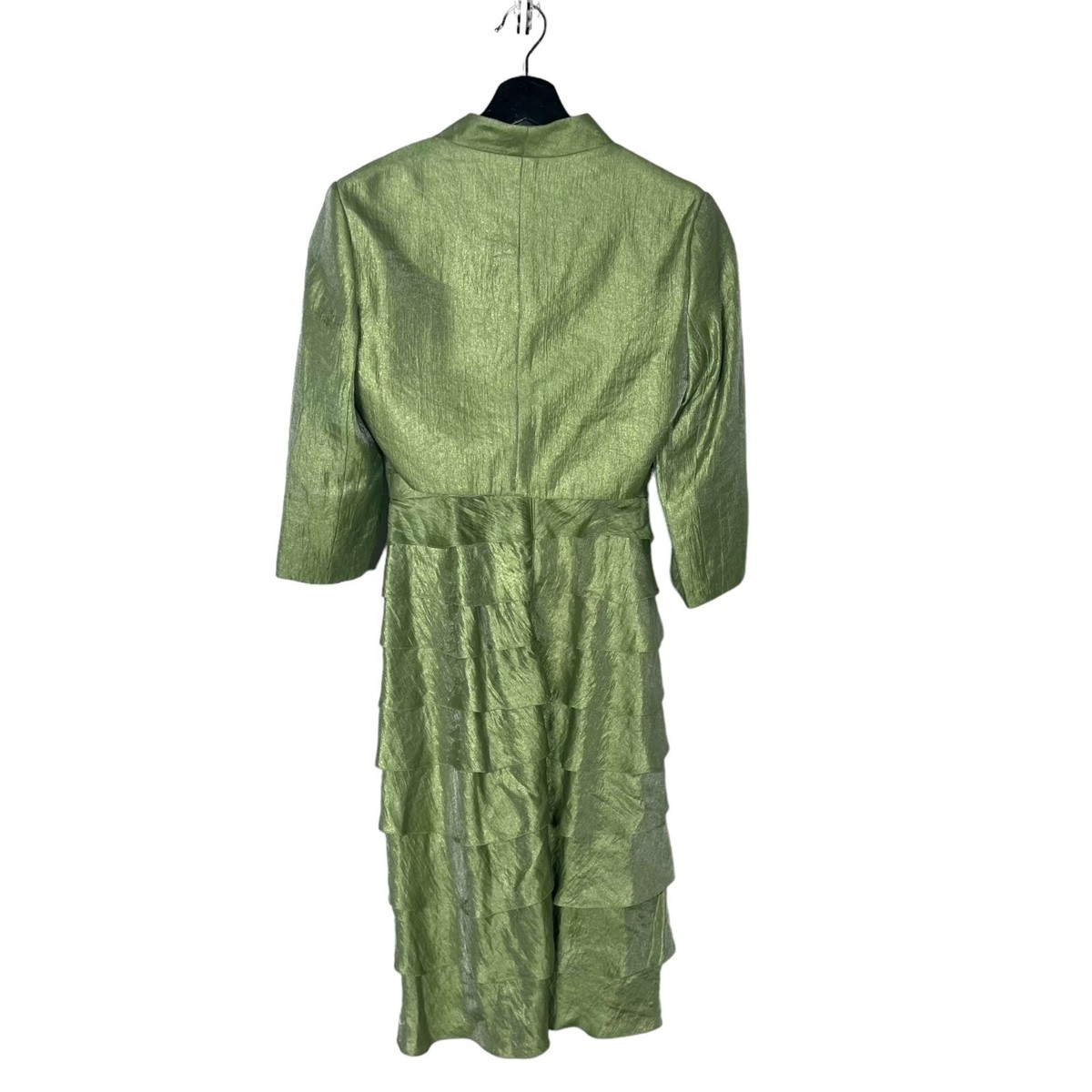 Adrianna Papell Green Tiered Knee Length Formal Dress Bolero Jacket Set 6 |  eBay