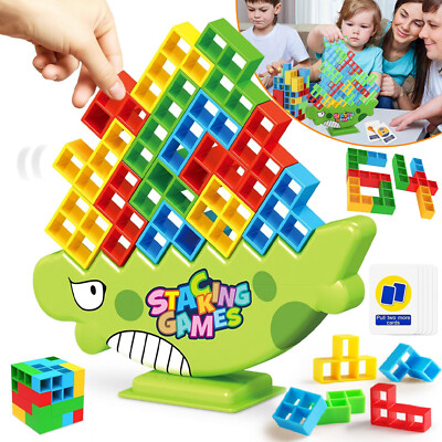 64stk Tetra Tower Spiel Tetris-Balance Spielzeug Tower Game Lustige Stapelspiel