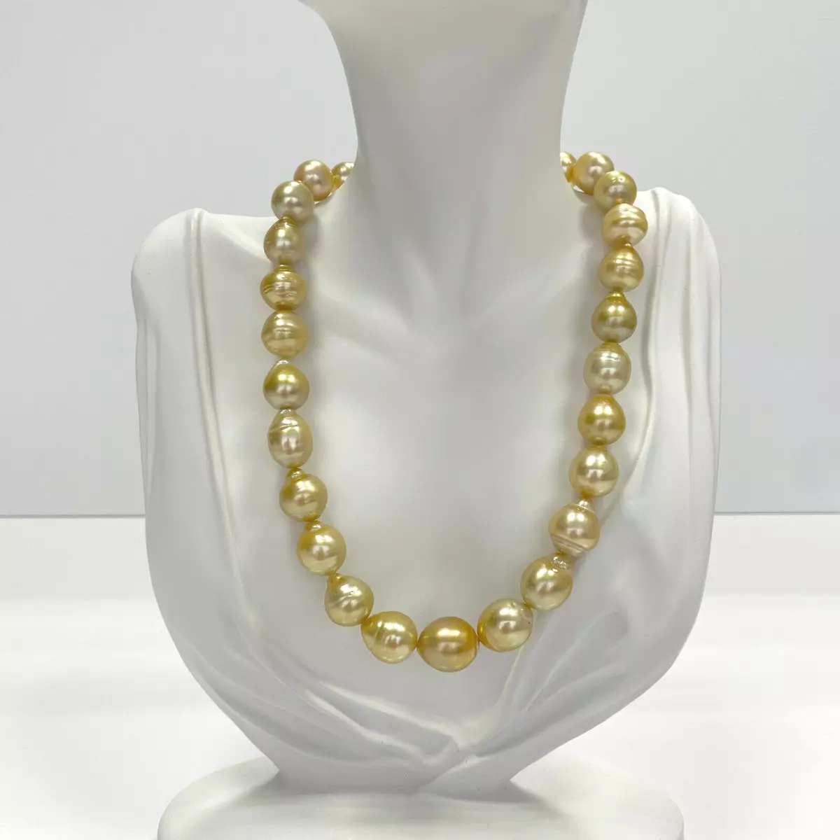 Golden South Sea Pearls Necklace Loose Strand 12mm-14mm  Circled-Baroque-Drops