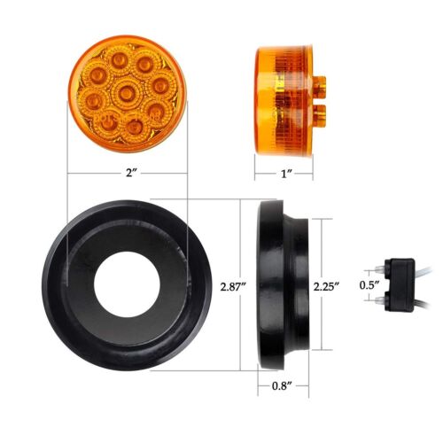 Partsam 2Pcs 2 Inch Round Truck Trailer Led Side Marker Clearance Light Amber... - Picture 5 of 8