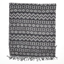 100 Alpaca Gray Black Peru Southwest Design Blanket 61" 64"