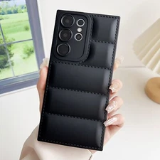 For Samsung S25 Ultra S24 FE S23 Puffy Puffer Soft Durable Down Jacket Back Case