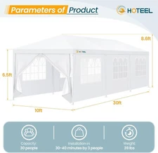 10'x30'/20'/10' Canopy Party Tent with Removable Sidewalls, Outdoor Event Tent#