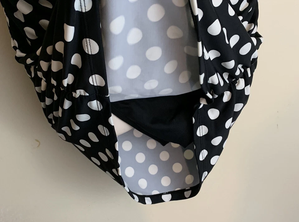 Chaps Mujer Talla 12 Negro Blanco Punto Construido N Sujetador Halter Top Traje de Baño Vestido de Baño Foto 3 de 4