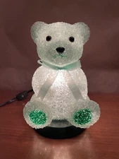 Vintage Green Melted Plastic Style Ting Shen Teddy Bear Table Lamp Zing Ear
