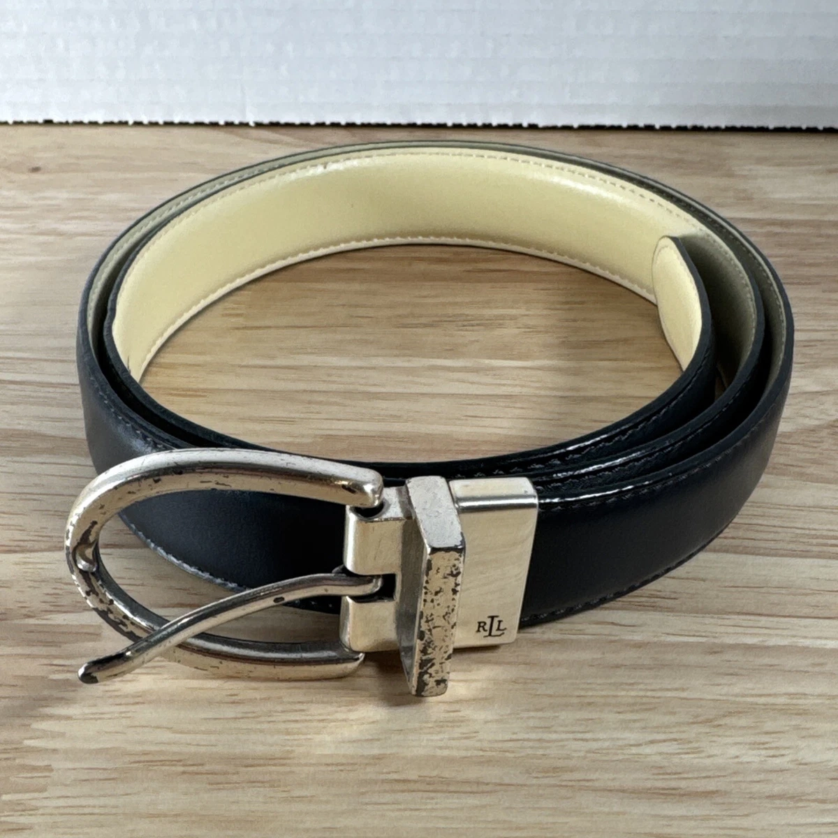 Polo Ralph Lauren Leather‎ Belt Women 36 White Good Silver Pony Plaque H4013 Polo Ralph Lauren Solid Medium Belts for Women for sale | eBay main image 3