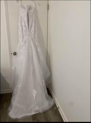 Oleg Cassini Lace Applique Mermaid Strapless Wedding Dress | eBay