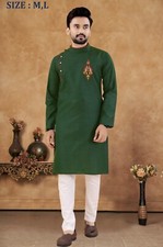 Wedding Ethnic Bollywood Cotton Kurta Payjama Set For Men's, Traditional