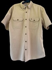 Carhartt Men's Button Up Shirt Tan Relaxed Fit Pocket  s Logo Work Wear Large