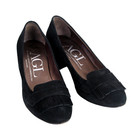 New ListingAgl Italy Black Genuine Leather Suede Mid Heel Round Toe Pump Women'S Shoes 36.5
