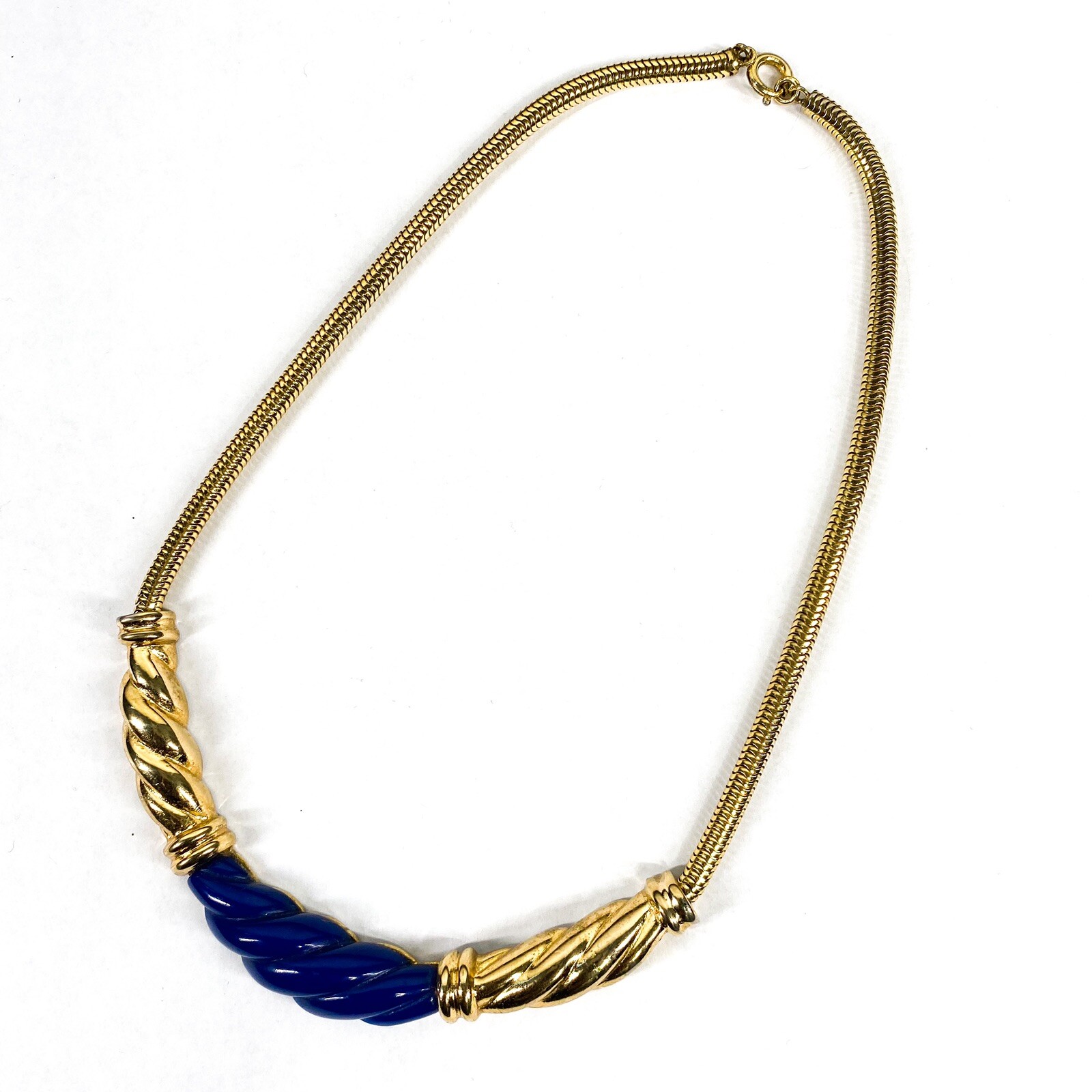 CHRISTIAN DIOR Vintage Gold Tone Blue Acrylic Cho… - image 1