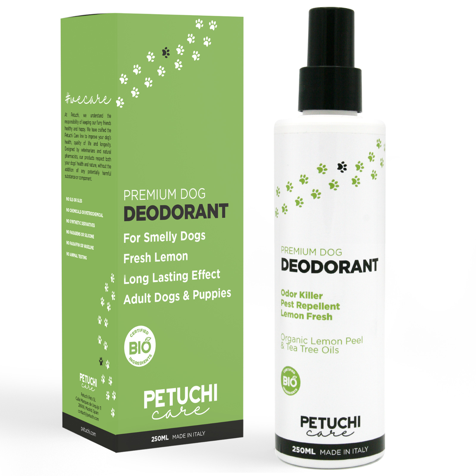 PETUCHI Desodorante para Perros; Spray Hipoalergénico con Ingredientes Bio