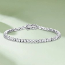 3mm D VVS1 Real Moissanite Tennis Bracelet Chain Hip Hop S925 Silver Pass Tester
