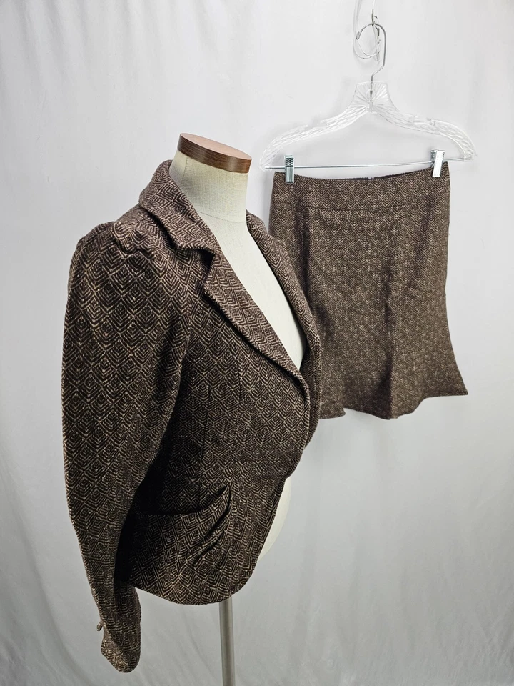 Traje falda marrón mezcla lana Nanette Lepore para mujer 0 Foto 2 de 4