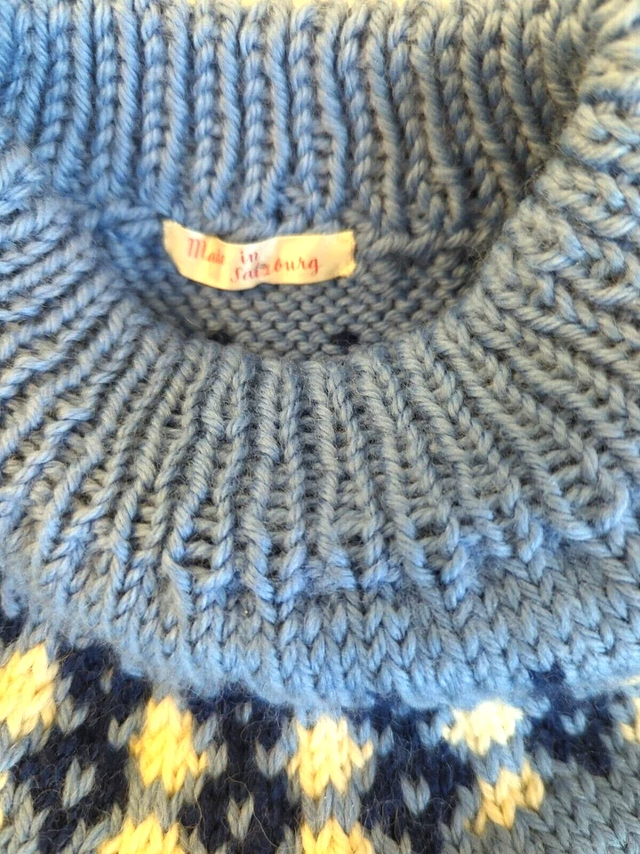 Suéter Nordic Fair Isle Mujer M/L Hecho en Salzburgo Hecho a Mano Lana Grueso De Colección Foto 4 de 4