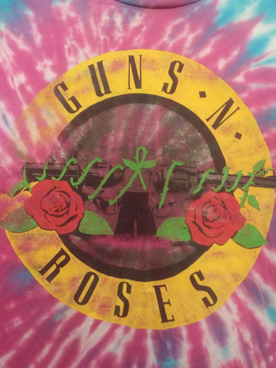 Guns N' Roses T-Shirt Rock Band Official Logo Tie Dye Blue Pink
