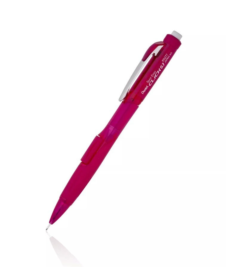 NEW Pentel Twist-Erase Click 0.7mm Mechanical Pencil w/Lead Erasers PINK PD277