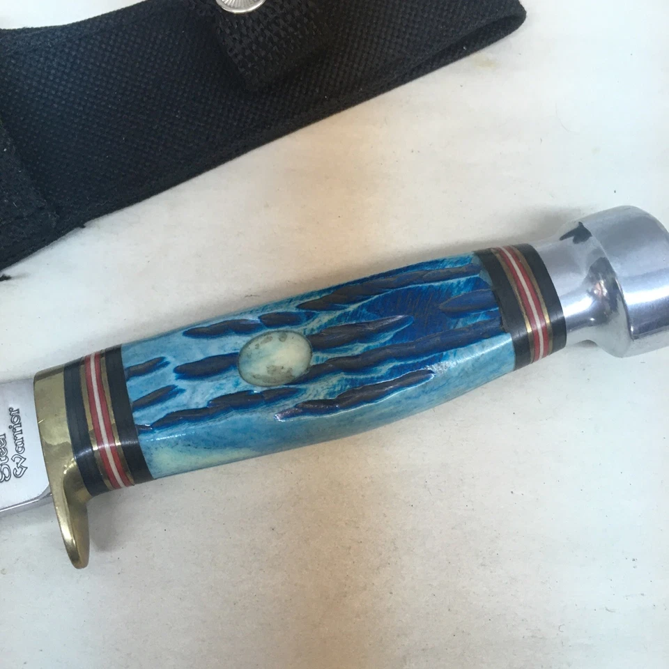 Steel Warrior Hunter Bowie Fixed Blade Knife Full Tang 440 Stainless - Image 3 of 4