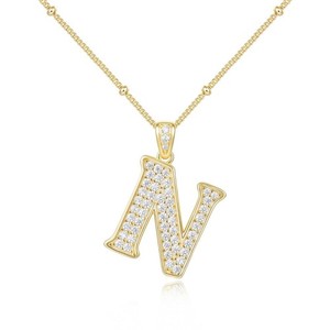 Authentic 18K Gold Plated 925 Sterling Silver Moissanite Pave Initial Necklace A-Z