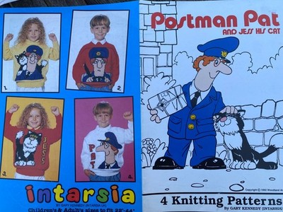 Gary Kennedy Intarsia  Postman Pat & Jess his Cat Sweaters 22-44'' Chest in DK