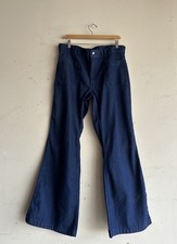 Vintage 70s Seafarer Navy Flare Bell Bottom Jeans 36x30