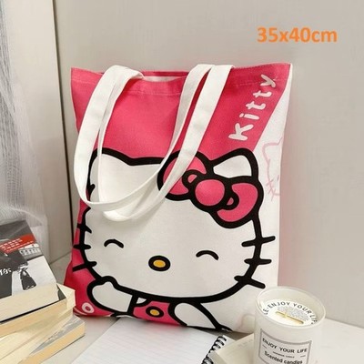 Cartoon Hello Kitty Beuteltasche Einkauf Schule wiederverwendbar modisch Canvas Handtasche UK