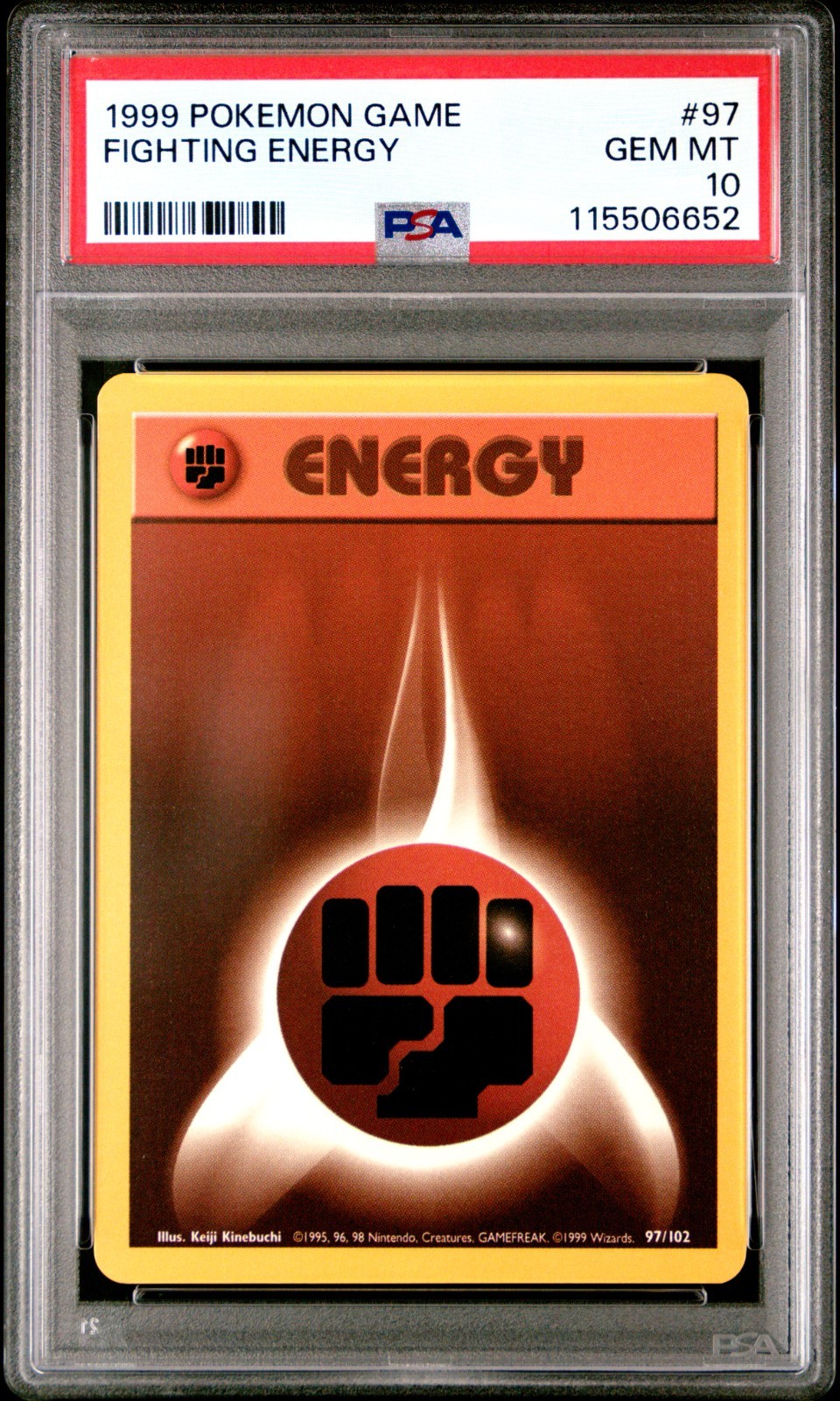 1999 POKEMON GAME #97 FIGHTING ENERGY PSA 10 GEM MINT BASE SET UNLIMITED