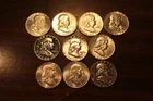 Mixed Date AU/BU/PF 10 Coin Franklin Half Dollar Roll - 90% Silver