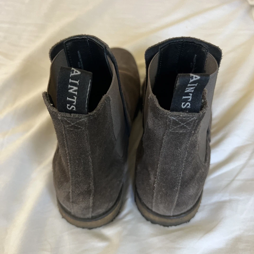 AllSaints Rhett Gris Chelsea Gamuza Cuero Botas Para Hombre Talla EU 40 US 7 Tobillo Foto 4 de 4