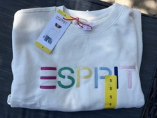 NWT Esprit Women's Logo Fleece Crewneck Sweatshirt Embroidered 80s Retro