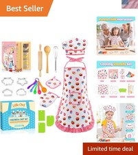 Interactive Kids Cooking Set with Apron, Chef Hat Cookbook - Gift for Ages 3-8