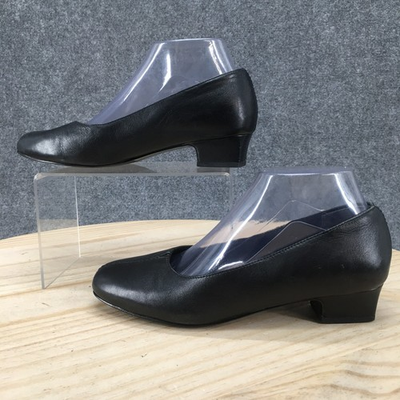 #ad #ad Trotters Shoes Womens 7 Pump Black Leather Slip On Round Toe Casual Block Heels $33.99