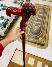 Wooden Walking Stick Cane Lion Head Palm Grip Ergonomic Handmade Gift