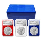 2025 (W) $1 American Silver Eagle 3pc Set NGC MS70 ER ALS Label Red White Blue