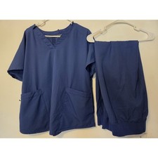 Cuddl Duds Climate Right Scrub Set Womens XL Top 2XL Bottom Blue Medical Nurse