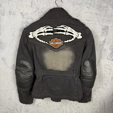 Icon Motorsports Textile Armoured Canvas Black Motorcycle Jacket Coat LG Patches