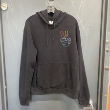 Men  s Black Adidas Peace Sign Hoodie Size L