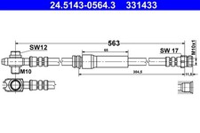 ATE 2x Bremsschlauch 24.5143-0564.3/2x M10 für VW GOLF 6 5K1 5 1K1 PLUS 5M1 521