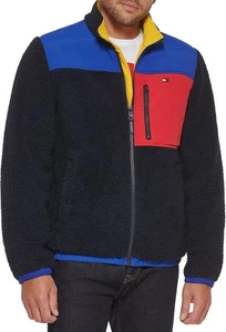 Tommy Hilfiger NEW Contrast Sherpa Retro Stand Collar Mens Medium Jacket Coat