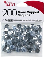 Cupped Sequins Silver, 8mm 200/Pkg