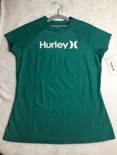 NWT Hurley Logo Green Women's Dri-FIT Surf Shirt UPF 50 Protection Size L