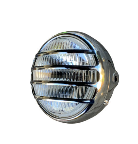 Phare rond chromé Ø140mm avec grille pour mobylette Peugeot 103 et MBK 51